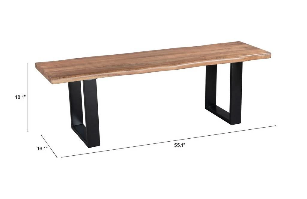 Louisa Bench Natural & Black - Zuo Modern 109453 8 Louisa Bench Natural & Black - Zuo Modern 109453 - Image 8
