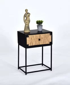 Layover Transitional Nightstand/Side Table In Black/Jute - Progressive Furniture A236-69 -Home Haven Deals a236 69 abstract