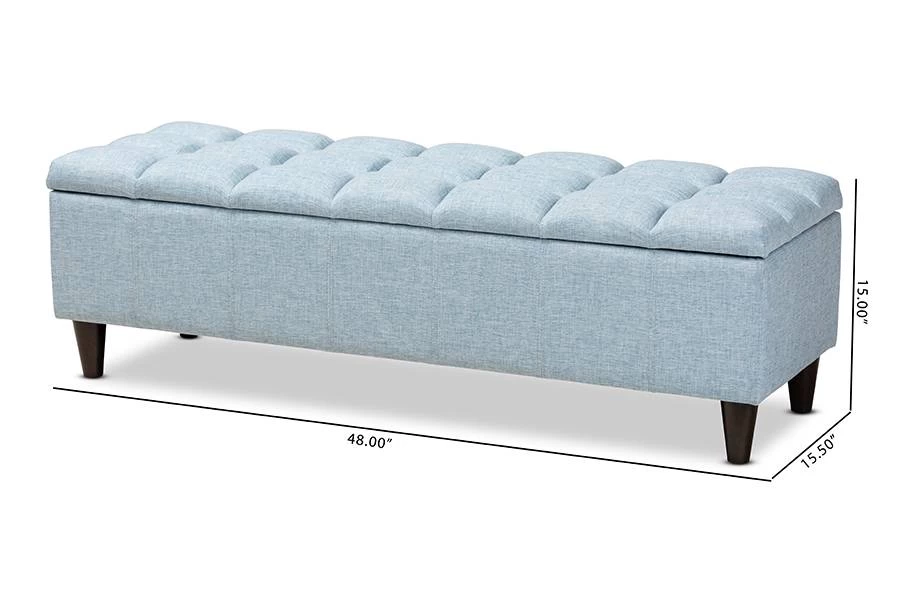 Baxton Studio Brette Mid-Century Modern Light Blue Fabric Dark Brown Finished Wood Storage Bench Ottoman- BBT3162-Light Blue-Otto 4 Baxton Studio Brette Mid-Century Modern Light Blue Fabric Dark Brown Finished Wood Storage Bench Ottoman- BBT3162-Light Blue-Otto - Image 4