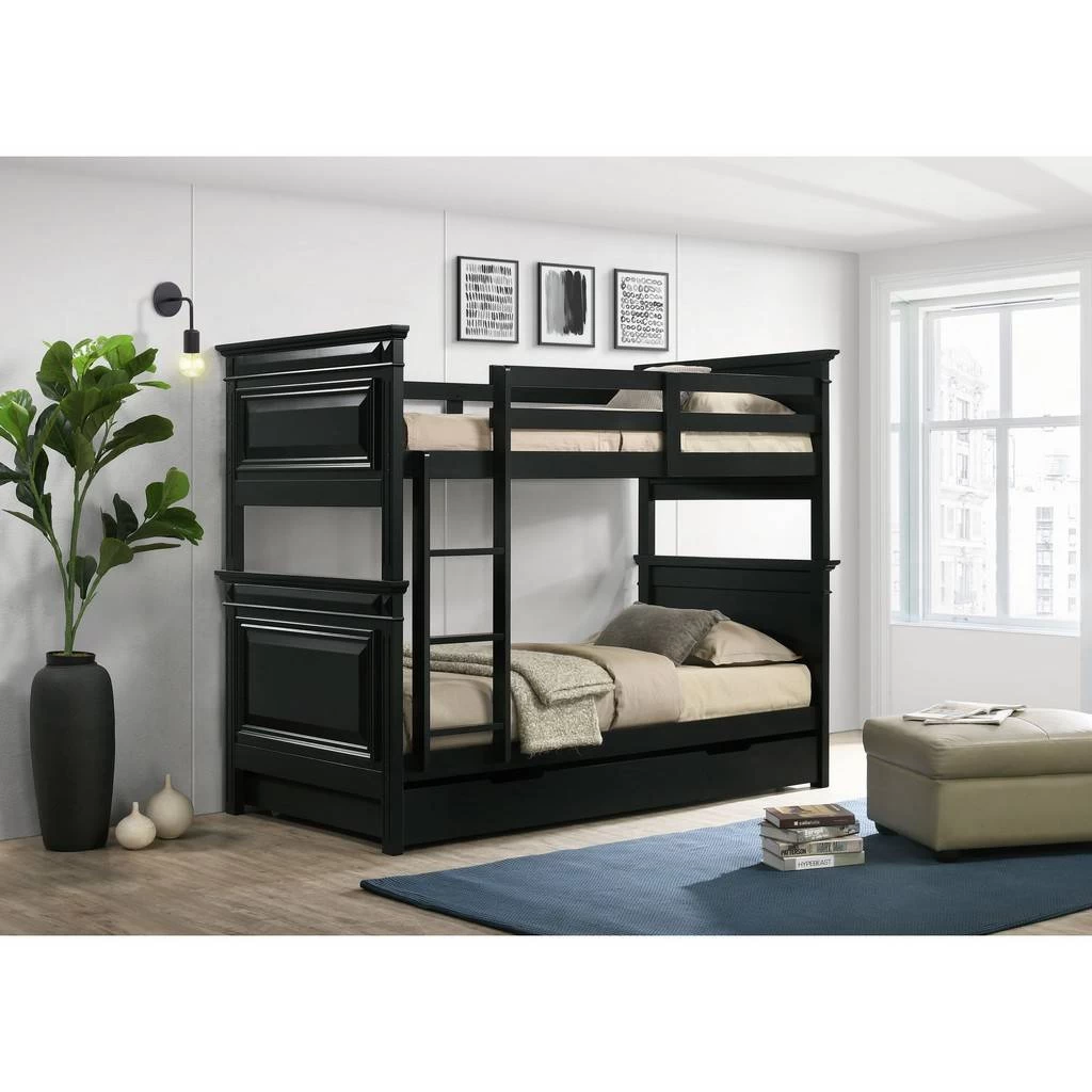 Trent Twin Over Twin Bunk Bed With Trundle In Antique Black - Picket House Furnishings CY800TTBT 2 Trent Twin Over Twin Bunk Bed With Trundle In Antique Black - Picket House Furnishings CY800TTBT - Image 2