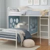 Walker Edison 60" L-Shape Bunk Bed With Cut Out Panels - White/ Light Blue - Walker Edision DEVK3HLBP