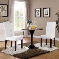 Parcel Dining Side Chair Vinyl Set Of 2 EEI-3553-WHI -Home Haven Deals eei 3553 whi 4