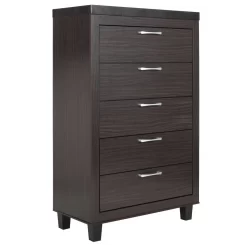 Better Home Products Elegant 5 Drawer Chest Of Drawers For Bedroom In Tobacco - Better Home ELEGANT-CHEST-TOB