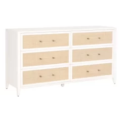 Traditions Holland 6-Drawer Double Dresser - Essentials For Living 6148.WHT/NAT -Home Haven Deals hollanddoubledresser mattewhite 1 03