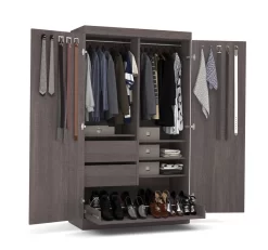 Pur By Bestar Pullout Armoire In Bark Gray - Bestar 26861-47