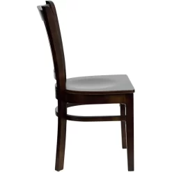 Hercules Series Walnut Finished Vertical Slat Back Wooden Restaurant Chair - Flash Furniture XU-DGW0008VRT-WAL-GG