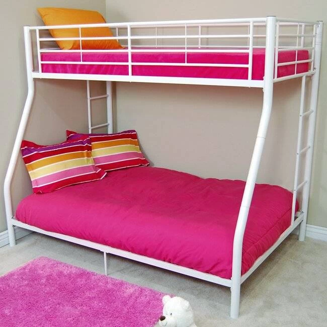 Sunrise Twin Over Double Bunk Bed In White Finish Walker Edison BTODWH 1 Sunrise Twin Over Double Bunk Bed In White Finish Walker Edison BTODWH