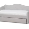 Baxton Studio Kaija Modern & Contemporary Greyish Beige Fabric Daybed W/ Trundle BBT6577-Greyish-Beige-Day-Bed
