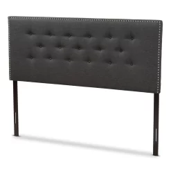 Baxton Studio BBT6691-Dark Grey-Queen HB-H1217-20 Windsor Modern & Contemporary Dark Grey Fabric Queen Size Headboard