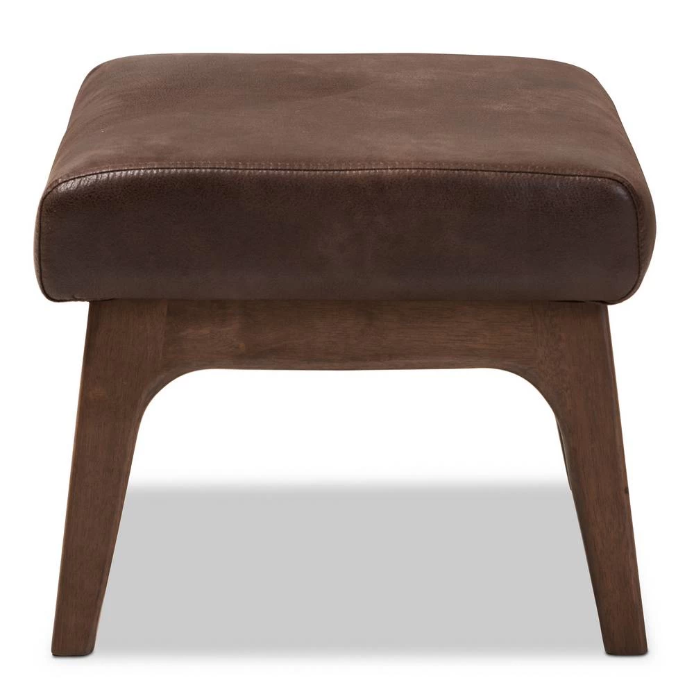Baxton Studio Bianca Mid-Century Modern Walnut Wood Dark Brown Distressed Faux Leather Ottoman Bianca-Dark-Brown-Walnut-Brown-Otto 4 Baxton Studio Bianca Mid-Century Modern Walnut Wood Dark Brown Distressed Faux Leather Ottoman Bianca-Dark-Brown-Walnut-Brown-Otto - Image 4