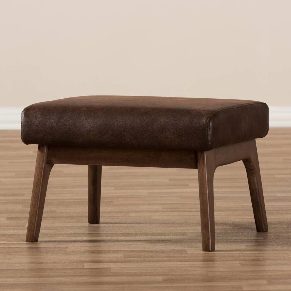 Baxton Studio Bianca Mid-Century Modern Walnut Wood Dark Brown Distressed Faux Leather Ottoman Bianca-Dark-Brown-Walnut-Brown-Otto 6 Baxton Studio Bianca Mid-Century Modern Walnut Wood Dark Brown Distressed Faux Leather Ottoman Bianca-Dark-Brown-Walnut-Brown-Otto - Image 6