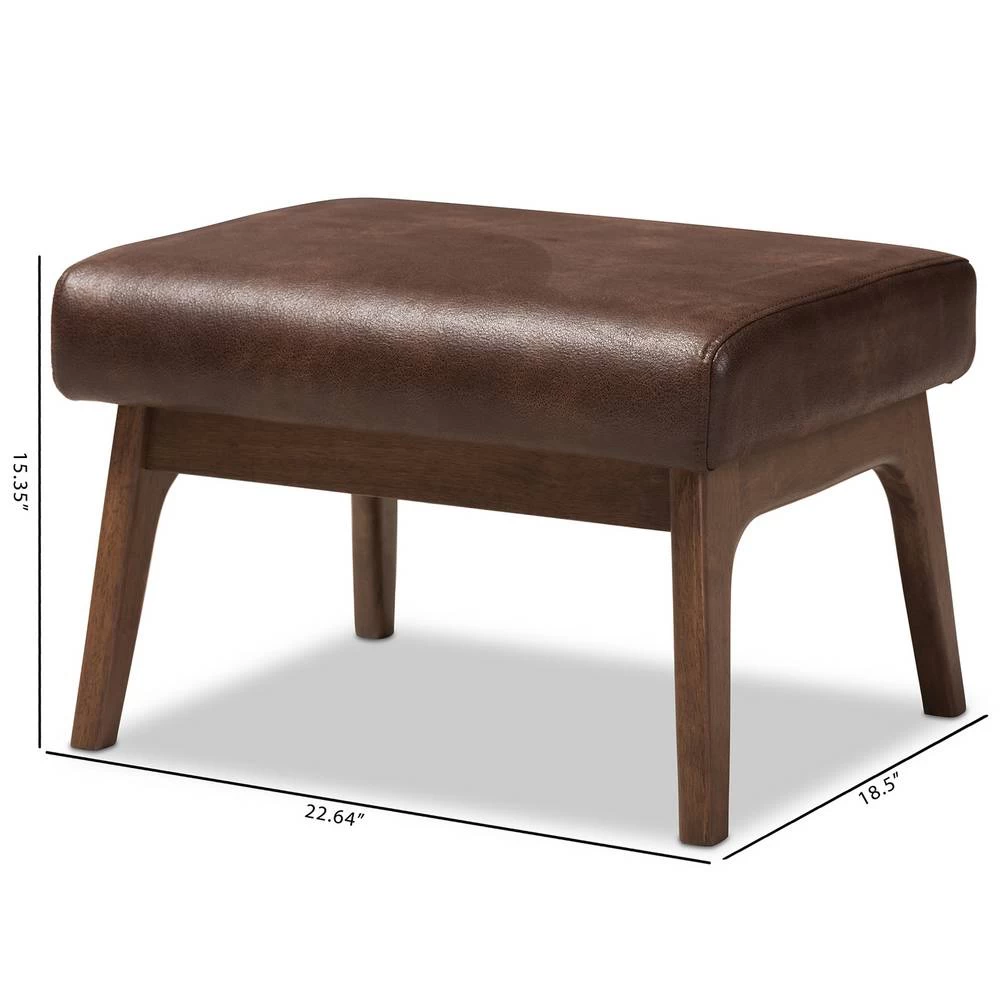 Baxton Studio Bianca Mid-Century Modern Walnut Wood Dark Brown Distressed Faux Leather Ottoman Bianca-Dark-Brown-Walnut-Brown-Otto 7 Baxton Studio Bianca Mid-Century Modern Walnut Wood Dark Brown Distressed Faux Leather Ottoman Bianca-Dark-Brown-Walnut-Brown-Otto - Image 7