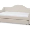 Baxton Studio Perry Modern & Contemporary Light Beige Fabric Daybed W/ Trundle CF8940-Light-Beige-Daybed