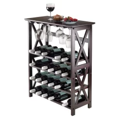 Rio Wine Rack W/ Glass Hanger - Winsome Wood 92432