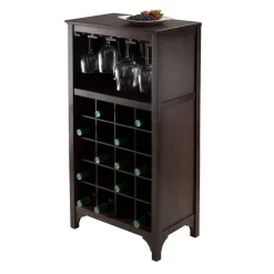 Ancona Modular Wine Cabinet W/ Glass Rack & 20-Bottle - Winsome Wood 92729