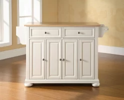 Alexandria Wood Top Full Size Kitchen Island/Cart White/Natural - Crosley KF30001AWH