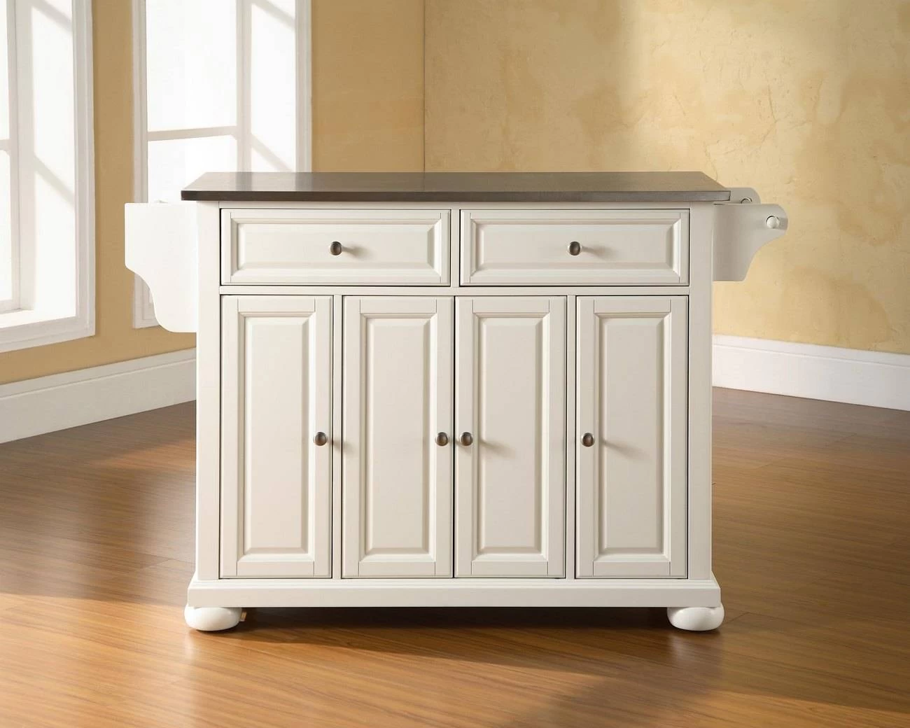 Alexandria Stainless Steel Top Full Size Kitchen Island/Cart White/Stainless Steel - Crosley KF30002AWH 1 Alexandria Stainless Steel Top Full Size Kitchen Island/Cart White/Stainless Steel - Crosley KF30002AWH