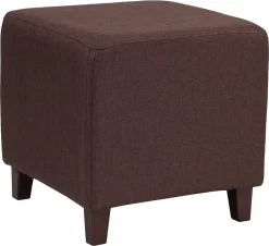 Ascalon Upholstered Ottoman Pouf In Brown Fabric - Flash Furniture QY-S09-BRN-GG