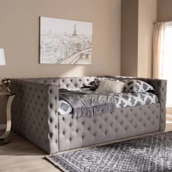 Baxton Studio Anabella Modern & Contemporary Grey Fabric Upholstered Queen Size Daybed - CF8987-B-Grey-Daybed-Q