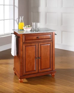 Cambridge Granite Top Portable Kitchen Island/Cart Cherry/Gray - Crosley KF30023DCH