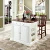 Coventry Drop Leaf Top Kitchen Island W/School House Stools White/Cherry - Kitchen Island, 2 Counter Height Bar Stools - Crosley KF300072WH