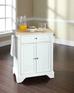 Lafayette Wood Top Portable Kitchen Island/Cart White/Natural - Crosley KF30021BWH