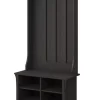 Salinas Shoe Bench And Hall Tree In Vintage Black - Bush Furniture SAL001VB