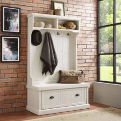 Seaside Hall Tree Distressed White - Crosley CF6006-WH