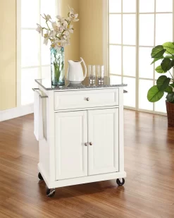 Compact Granite Top Kitchen Cart White/Gray - Crosley KF30023EWH