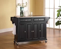Full Size Stainless Steel Top Kitchen Cart Black/Stainless Steel - Crosley KF30002EBK