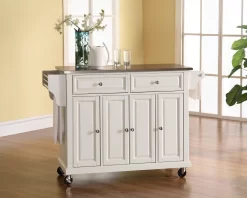 Full Size Stainless Steel Top Kitchen Cart White/Stainless Steel - Crosley KF30002EWH