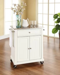 Compact Stainless Steel Top Kitchen Cart White/Stainless Steel - Crosley KF30022EWH