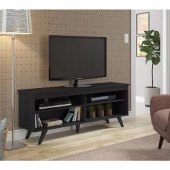 58" Wood Simple Contemporary TV Console In Black - Walker Edison W58SCCBL