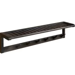 NewRidge Home Solid Wood Abingdon Large Peg Rack With Shelf, Sturdy Wall Mounted Wooden Coat Rack - New Ridge 2224-ESP