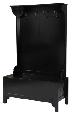 Anna Hall Tree-Wide-Black - Linon 84020BLK-01-KD-U