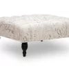 Baxton Studio Keswick Beige Script Print Modern Tufted Ottoman - Wholesale Interiors 502-French-OTTO