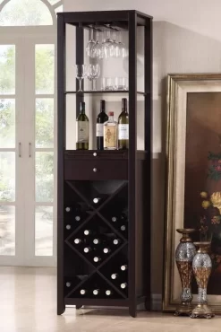 Baxton Studio Austin Brown Wood Modern Wine Tower RT190-OCC