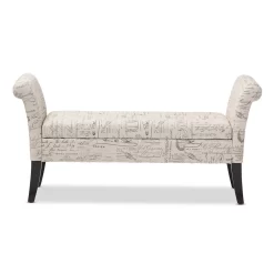 Baxton Studio Avignon Script-Patterned French Laundry Fabric Storage Ottoman Bench WS-0819-Beige-L277