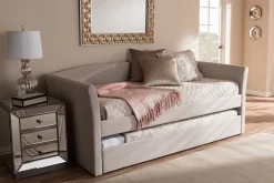 Baxton Studio Camino Modern And Contemporary Beige Fabric Upholstered Daybed With Guest Trundle Bed