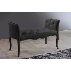 Baxton Studio Kristy Modern And Contemporary Black Faux Leather Classic Seating Bench BBT5197-Bench-Black