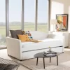 Baxton Studio London Modern And Contemporary White Faux Leather Arched Back Sofa Twin Daybed With Roll-Out Trundle Guest Bed