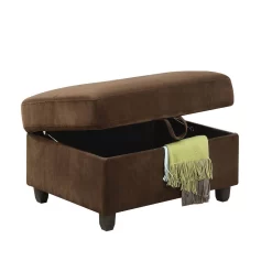 Belville Ottoman W/ Storage In Chocolate Velvet - Acme Furniture 52703