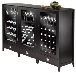 Bordeaux 3-Pc Modular Wine Cabinet Set W/ Tempered Glass Doors - Winsome Wood 92359