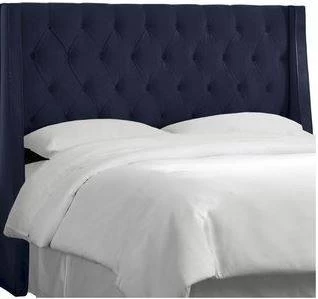 California King Tufted Wingback Headboard In Velvet Ink - Skyline 414CVLVINK 1 California King Tufted Wingback Headboard In Velvet Ink - Skyline 414CVLVINK