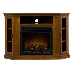 Claremont Convertible Media Electric Fireplace In Brown Mahogany - SEI Furniture FE9316