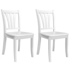 CorLiving DSH-310-C Dillon White Solid Wood Dining Chairs W/ Curved Vertical Slat Backrest, Set Of 2