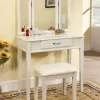 Furniture Of America Cavallaro Contemporary 1-Drawer Vanity Table And Stool Set In White - Enitial Lab IDF-DK6490WH