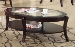 Furniture Of America Johan Contemporary Glass Top Coffee Table In Espresso - Enitial Lab IDF-4488C