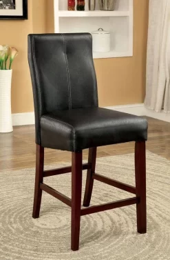 Furniture Of America Silco Contemporary Leatherette Counter Height Dining Chair In Brown Cherry (Set Of 2) - Enitial Lab IDF-3824PC
