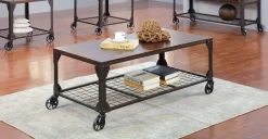 Furniture Of America Stickles Industrial Coffee Table In Oak & Metal - Enitial Lab IDF-4111C